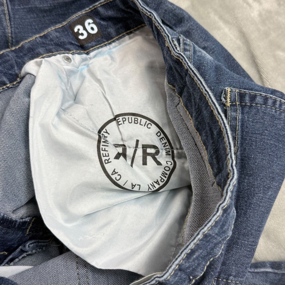 Refinery Republic Men's Blue Moto Jeans 36x30‎ Distressed Panels Denim Pants - Picture 11 of 16
